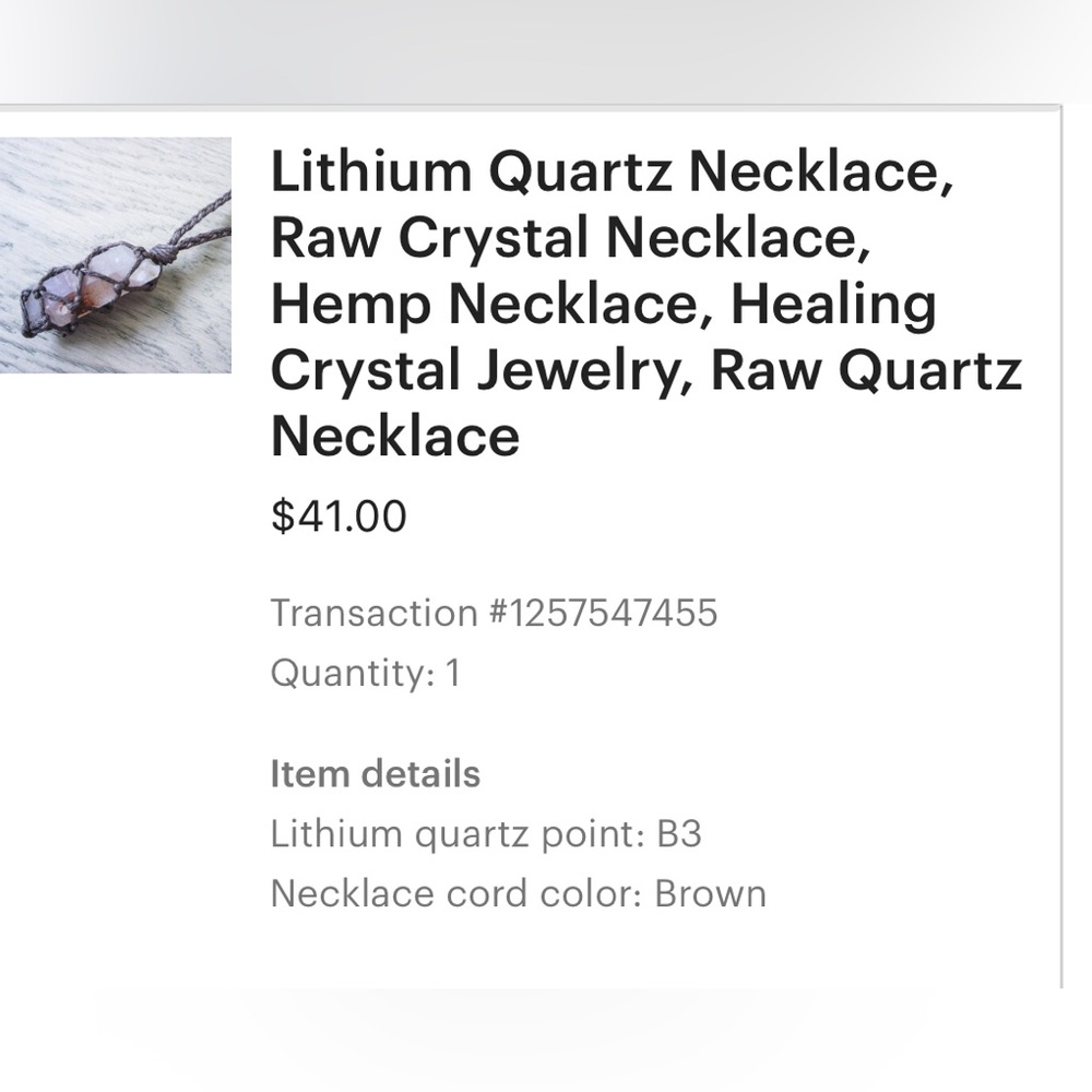 ▫️Lithium Quartz Crystal Wrapped Hemp Necklace